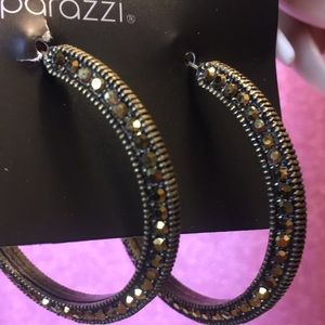Dazzling diamond-naire brass hoop earrings